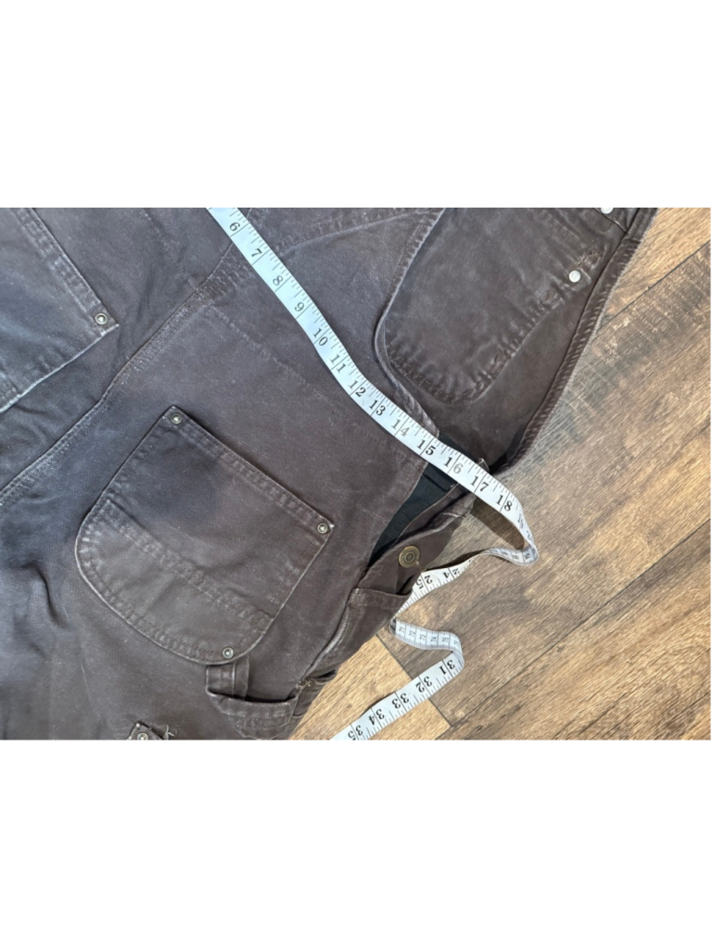 Men's Carhartt Overalls Waist 34 Brown Black Insulated - Picture 5 of 12